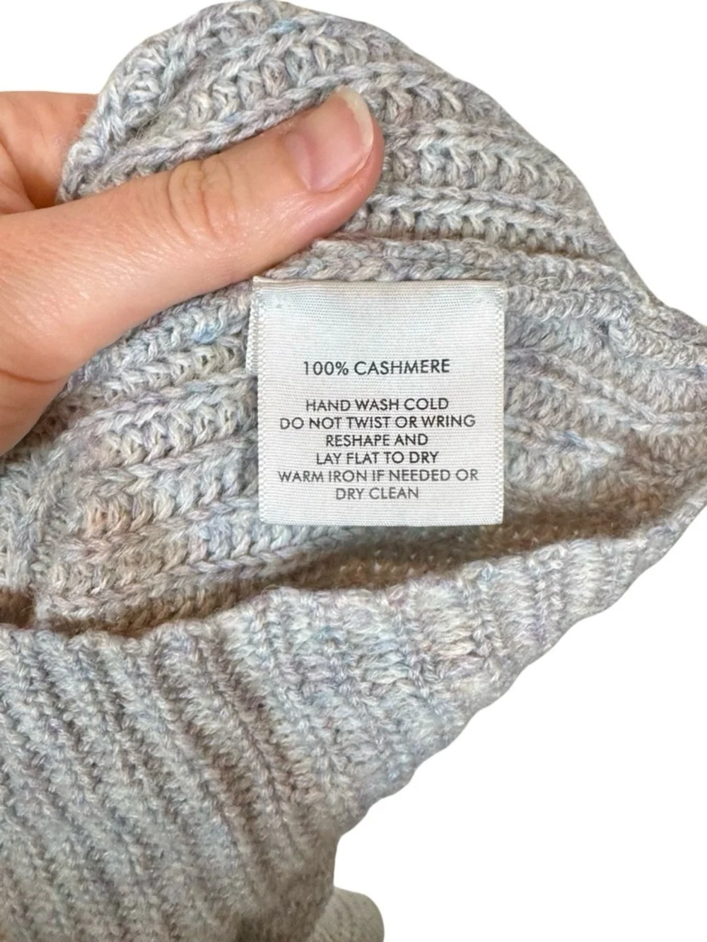 White + Warren 100% Cashmere Mixed Stitch Standneck Mock Chunky Speckled Sweater